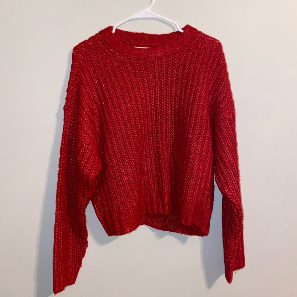 American Eagle Red Over sized Knit Sweater